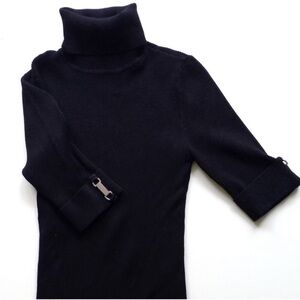 White House Black Market Elegant Black Turtleneck Neck Sweater Sz S